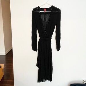 Olsen Black Wrap Midi Dress